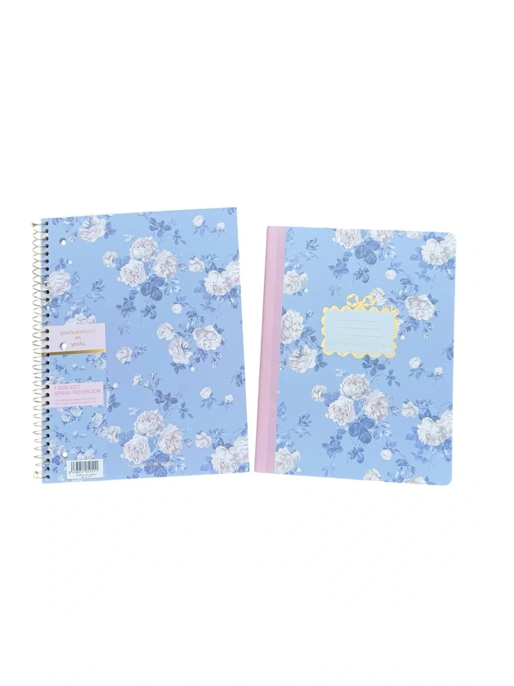 Loveshackfancy Floral Blue Spiral Notebook & Matching Composition notebook Set